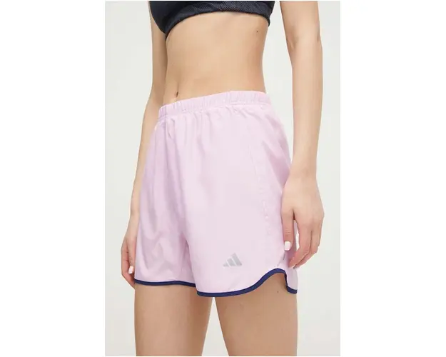 adidas Performance pantaloni scurti de alergare Run It culoarea roz, cu imprimeu, high waist IN0122