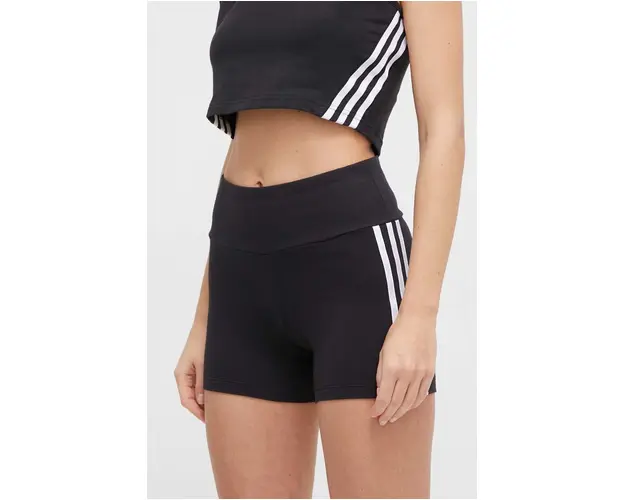 adidas Originals pantaloni scurti femei, culoarea negru, cu model, high waist IP2980