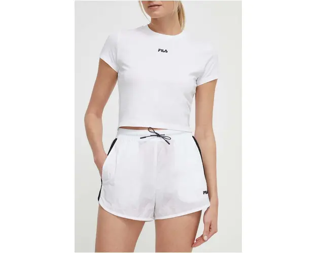 Fila pantaloni scurti Limassol femei, culoarea alb, modelator, high waist, FAW0775