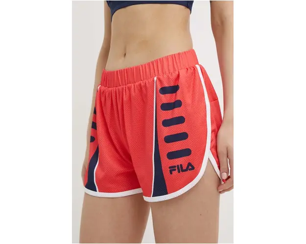 Fila pantaloni scurti de alergare Ruffec culoarea portocaliu, modelator, medium waist, FAW0718