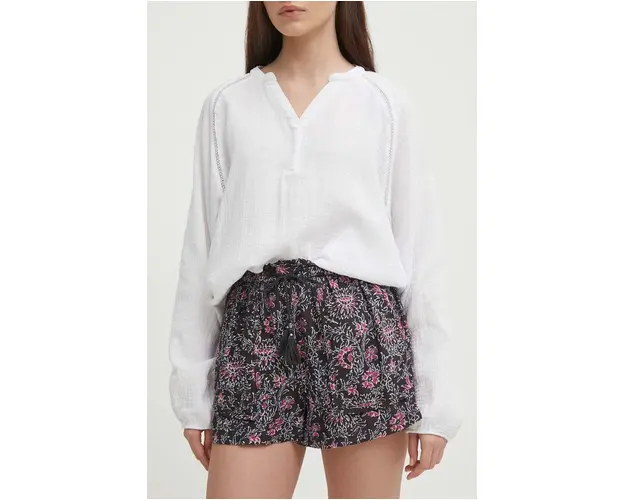 Pepe Jeans pantaloni scurti PATTY femei, culoarea negru, modelator, high waist, PL801103