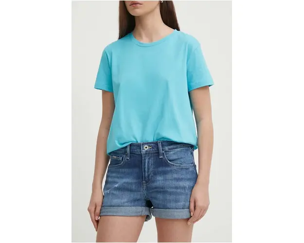 Pepe Jeans pantaloni scurti jeans STRAIGHT SHORT HW femei, neted, medium waist, PL801108HU4