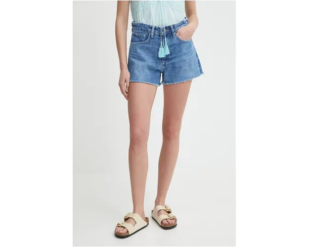 Pepe Jeans pantaloni scurti jeans A-LINE SHORT HW femei, neted, high waist, PL801111MP1