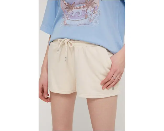 Roxy pantaloni scurti femei, culoarea bej, neted, medium waist, ERJFB03419