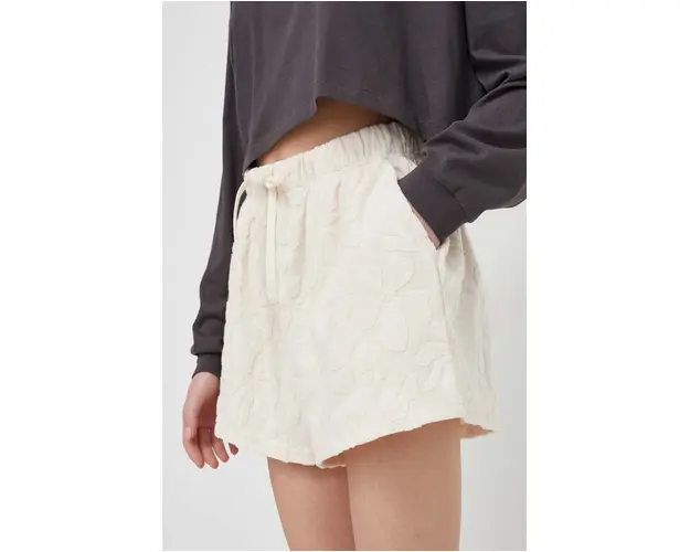 Billabong pantaloni scurti femei, culoarea bej, neted, high waist