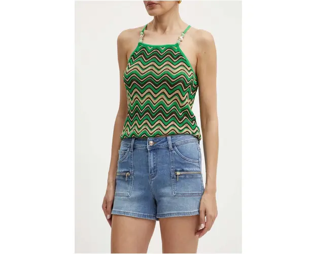 Morgan pantaloni scurti jeans SHOUKA femei, neted, high waist, SHOUKA