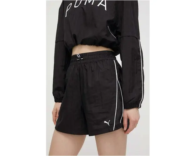Puma pantaloni scurti de antrenament Fit Move culoarea negru, cu imprimeu, high waist, 524812