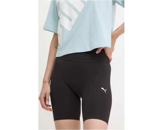 Puma pantaloni scurti de antrenament Shapelux Seamless culoarea negru, neted, high waist, 524386