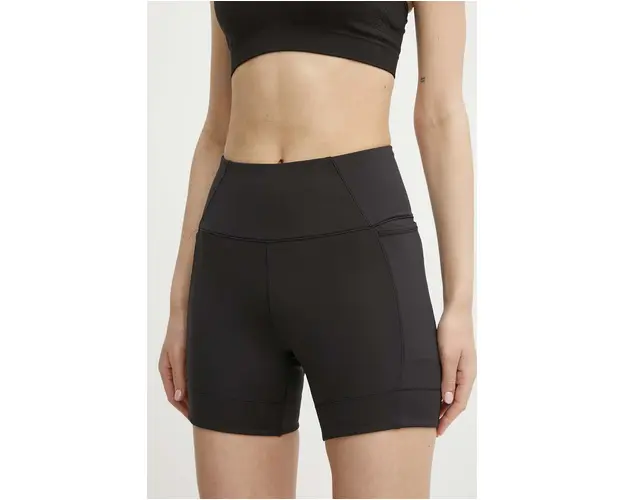 Puma pantaloni scurti de yoga Studio culoarea negru, neted, high waist, 524863