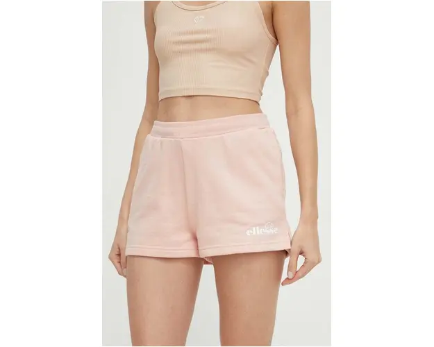 Ellesse pantaloni scurti Kyrana Short femei, culoarea roz, cu imprimeu, medium waist, SGP16456