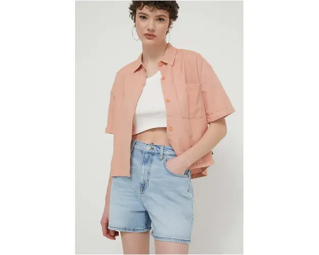Tommy Jeans pantaloni scurti femei, uni, high waist, DW0DW17645