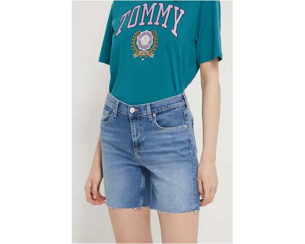Tommy Jeans pantaloni scurti femei, uni, high waist DW0DW18328