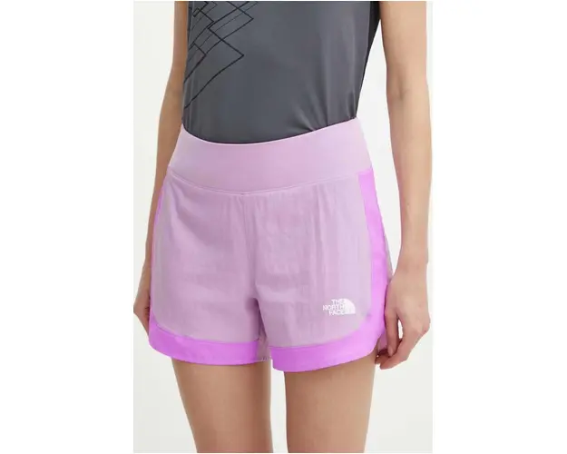 The North Face pantaloni scurti sport Sunriser femei, culoarea violet, modelator, high waist, NF0A88SETOW1