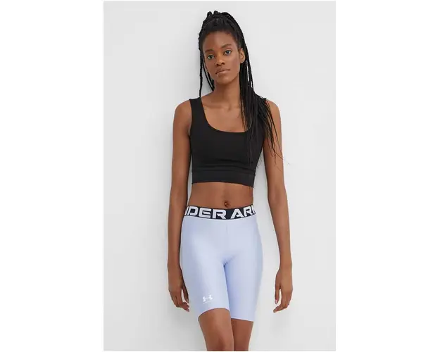 Under Armour pantaloni scurti de antrenament HG Authentics culoarea violet, cu imprimeu, medium waist