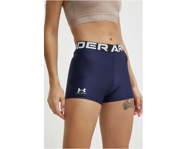 Under Armour pantaloni scurti de antrenament Authentics culoarea albastru marin, cu imprimeu, medium waist