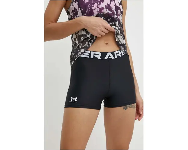 Under Armour pantaloni scurti de antrenament Authentics culoarea negru, cu imprimeu, medium waist