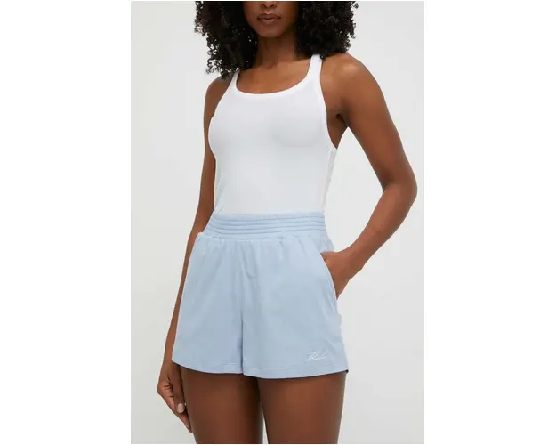 Karl Lagerfeld pantaloni scurti din bumbac neted, high waist