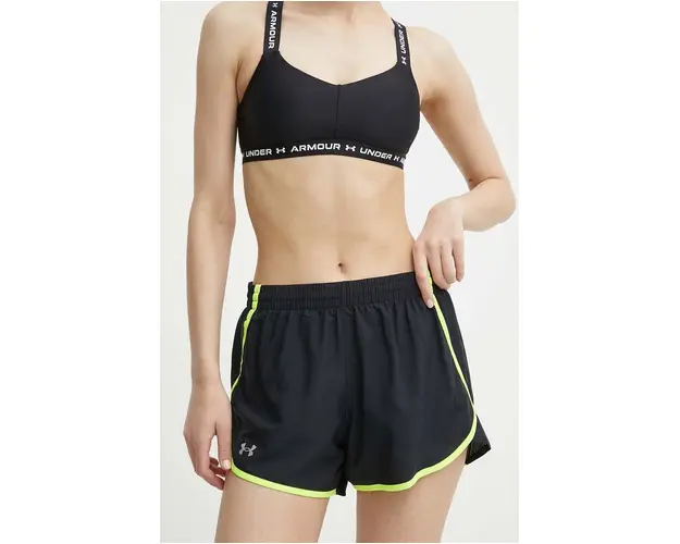 Under Armour pantaloni scurti de alergare Fly By culoarea negru, neted, high waist