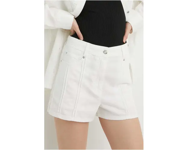 IRO pantaloni scurti din bumbac culoarea alb, neted, high waist