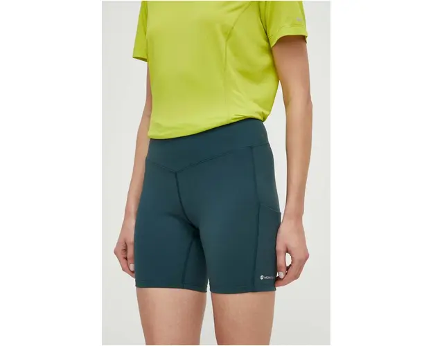 Montane pantaloni scurti sport Ineo Lite femei, culoarea verde, neted, high waist, FINLS17