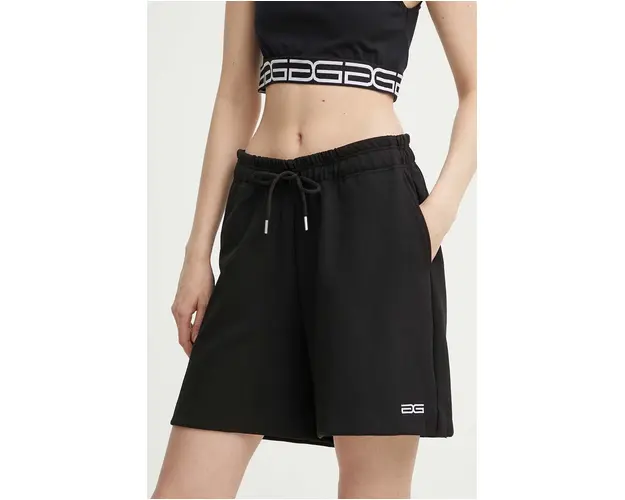 Gestuz pantaloni scurti femei, culoarea negru, neted, high waist, 10909141