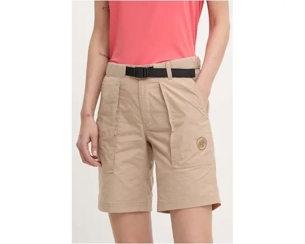Mammut pantaloni scurti outdoor Hiking Cargo culoarea bej, neted, medium waist