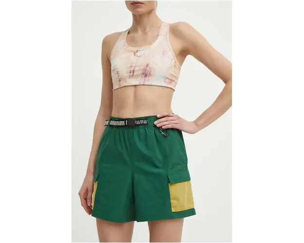 Picture pantaloni scurti outdoor Camba Stretch culoarea verde, modelator, high waist, WSH085