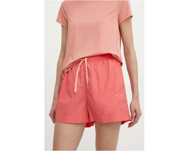 Casall pantaloni scurti de antrenament Athleisure culoarea roz, neted, high waist