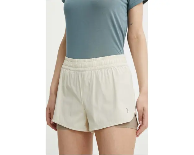 Peak Performance pantaloni scurti sport Light femei, culoarea bej, neted, high waist