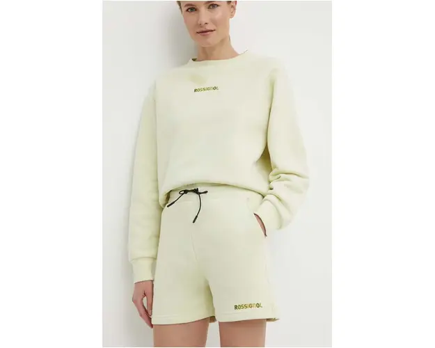 Rossignol pantaloni scurti femei, culoarea verde, neted, high waist, RLMWP42