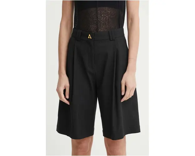 AERON pantaloni scurti SWAN femei, culoarea negru, neted, high waist, AW24RSST089474
