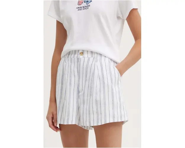 Hollister Co. pantaloni scurti din in culoarea alb, modelator, high waist