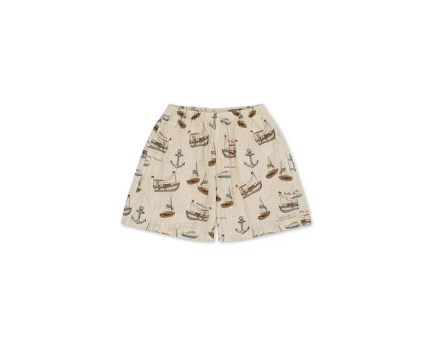 Konges Sløjd pantaloni scurti din bumbac pentru copii culoarea bej, neted