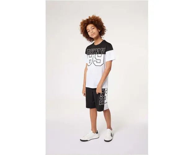 Dkny pantaloni scurti copii culoarea negru, cu imprimeu