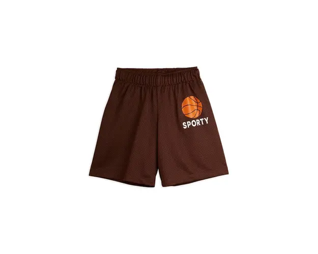 Mini Rodini pantaloni scurti copii Basket culoarea maro, cu imprimeu