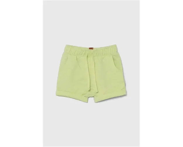 United Colors of Benetton pantaloni scurti din bumbac pentru bebelusi culoarea verde, neted, talie reglabila