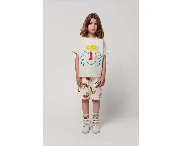 Bobo Choses pantaloni scurti din denim pentru copii culoarea bej, modelator