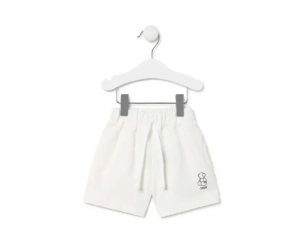 Tous pantaloni scurti din bumbac pentru bebelusi culoarea alb, neted