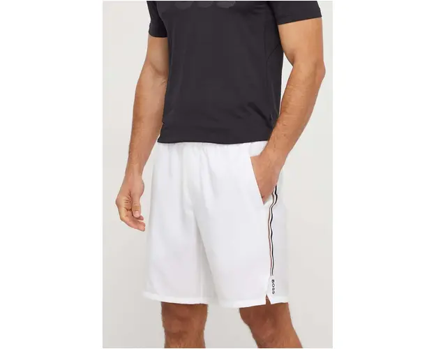 BOSS Green pantaloni scurti x Matteo Berrettini barbati, culoarea alb 50500641