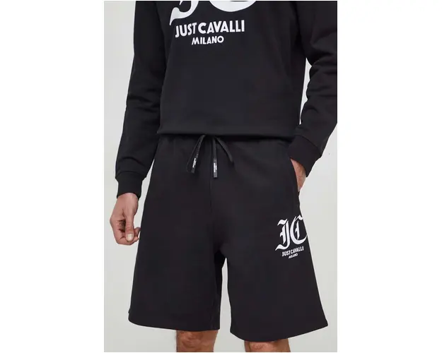 Just Cavalli pantaloni scurti din bumbac culoarea negru