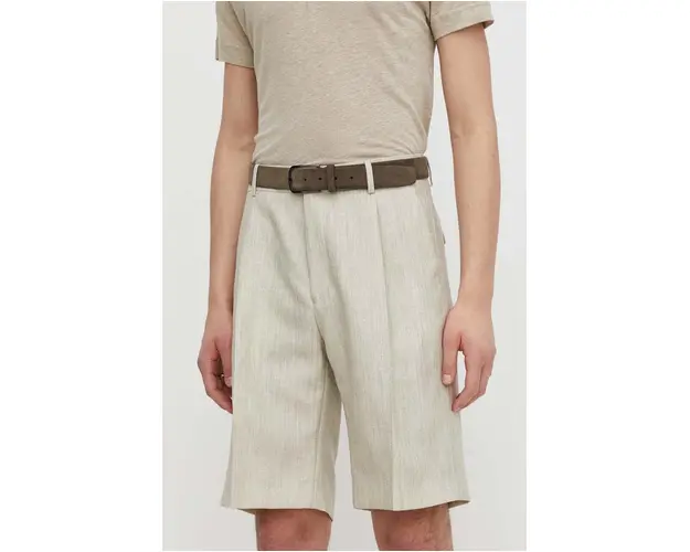 Tiger Of Sweden pantaloni scurti din lana Tulley culoarea bej, melanj, T72155005