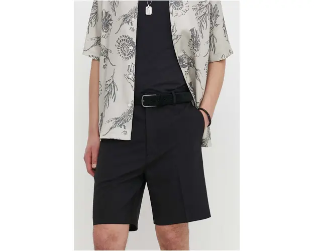 Samsoe Samsoe pantaloni scurti din lana SACHRISTOPH culoarea negru, M24100105
