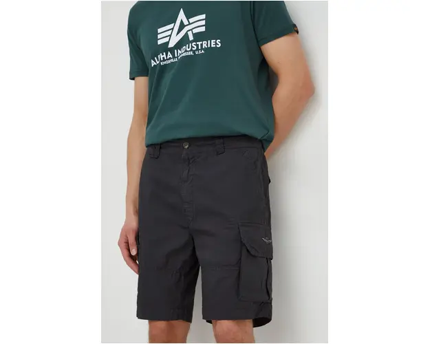 Aeronautica Militare pantaloni scurti din bumbac culoarea gri