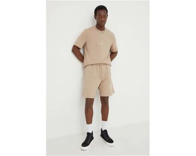 MSGM pantaloni scurti din bumbac culoarea bej 3640MB76.247000
