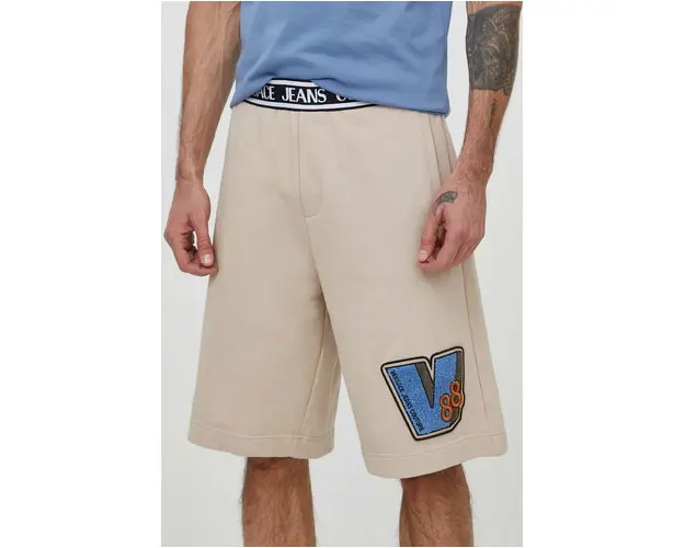 Versace Jeans Couture pantaloni scurti din bumbac culoarea maro