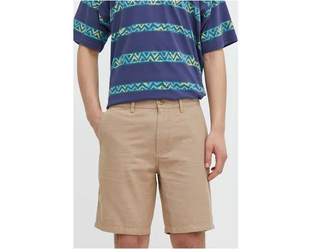 Quiksilver pantaloni scurti din bumbac culoarea bej