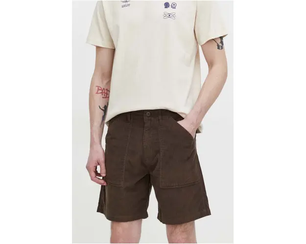 Quiksilver pantaloni scurti din velur culoarea maro
