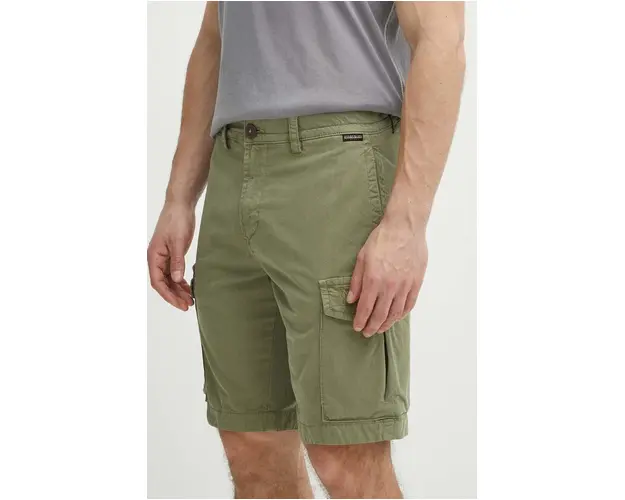 Napapijri pantaloni scurti din bumbac N-Deline culoarea verde, NP0A4HOTGAE1