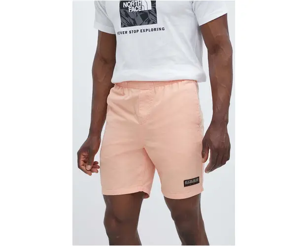 Napapijri pantaloni scurti din bumbac N-Boyd culoarea roz, NP0A4HOUP1I1
