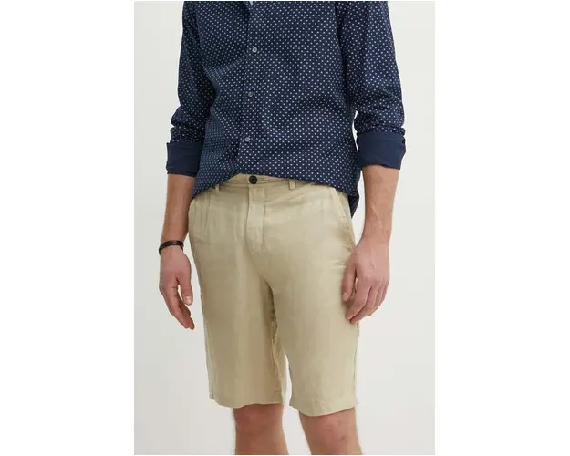 Sisley pantaloni scurti din in culoarea bej